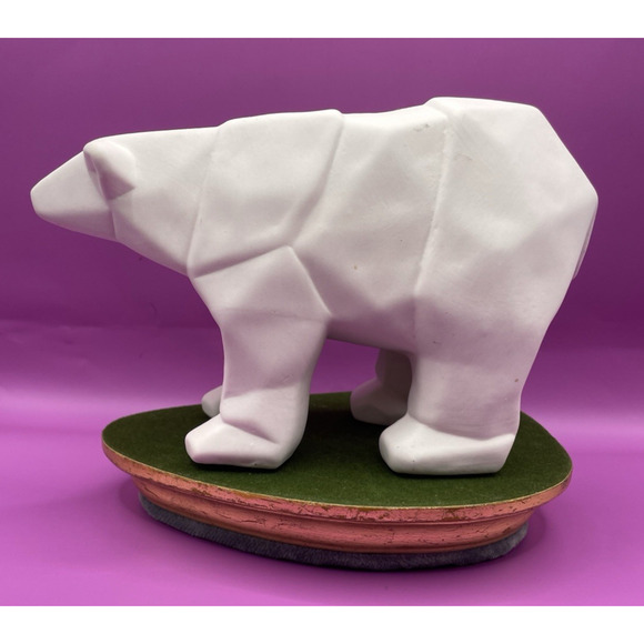 Ceramic Geometric Cubist Abstract Art Polar Bear Figurine - Picture 5 of 12